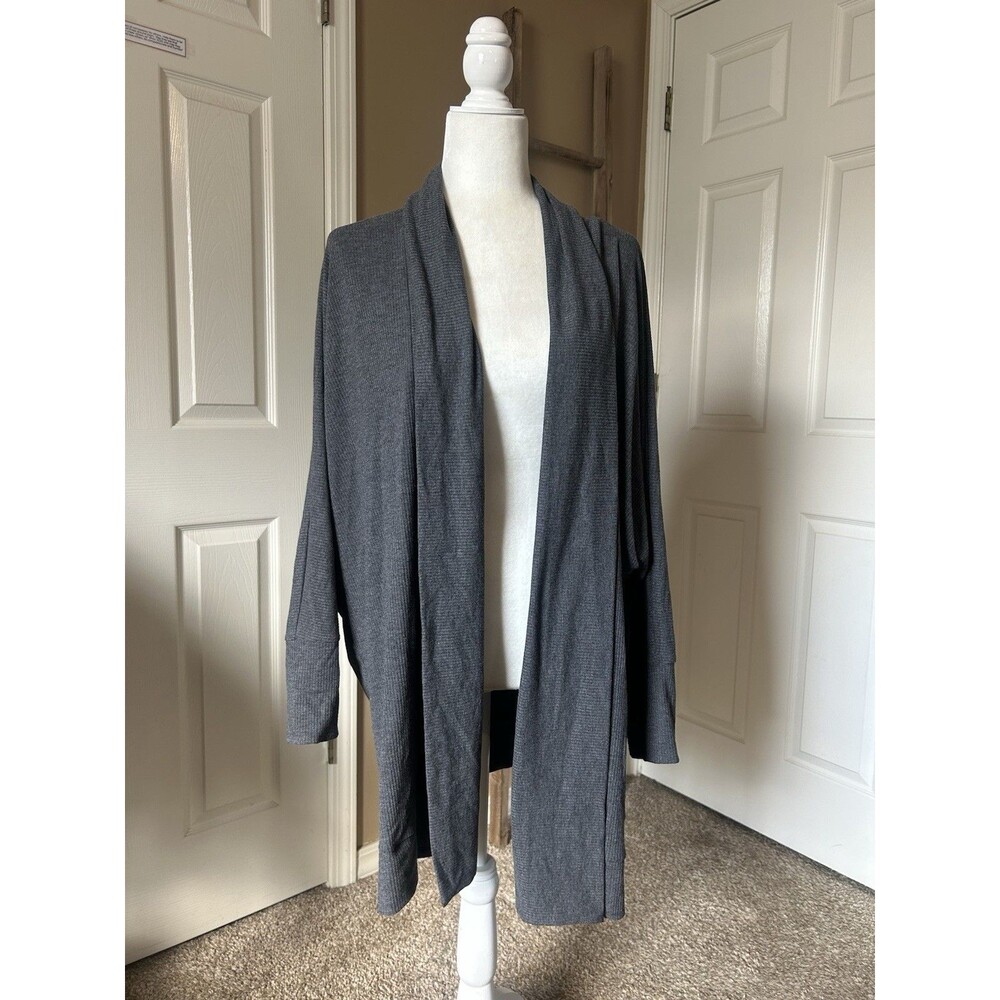 Torrid Super Soft Dolman Sleeve Cardigan Size 1X 2X Gray Lounge Cozy Ribbed EUC